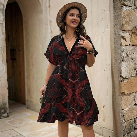 Women’s Floral V-Neck Short Sleeve Dress