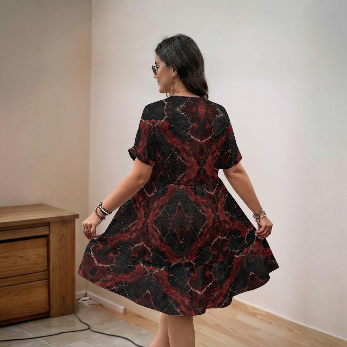 Women’s Floral V-Neck Short Sleeve Dress