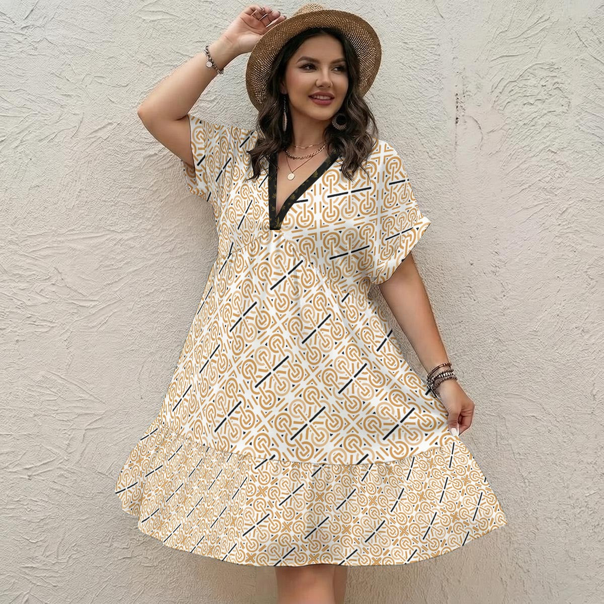 Women’s Floral V-Neck Short Sleeve Dress