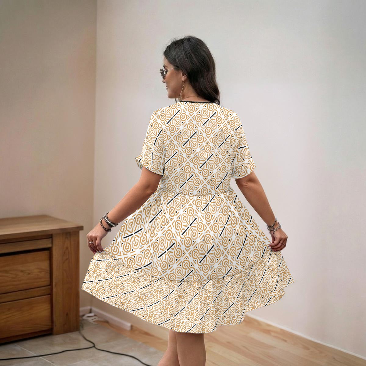 Women’s Floral V-Neck Short Sleeve Dress