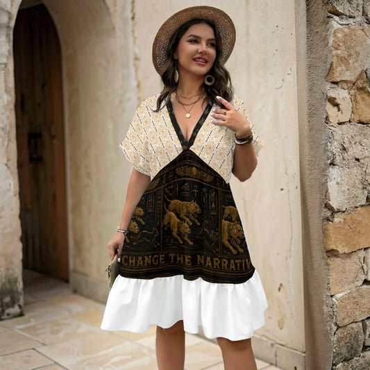 Women’s Floral V-Neck Short Sleeve Dress