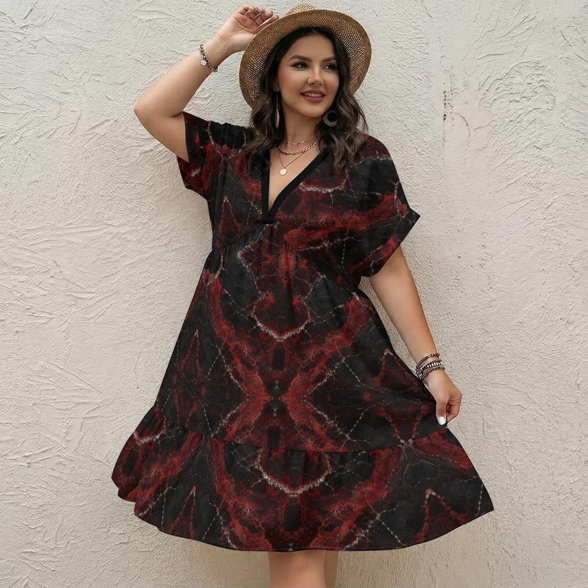 Women’s Floral V-Neck Short Sleeve Dress