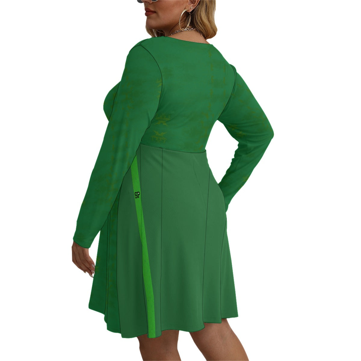 Women's V-neck Long Sleeve Dress(Plus Size)